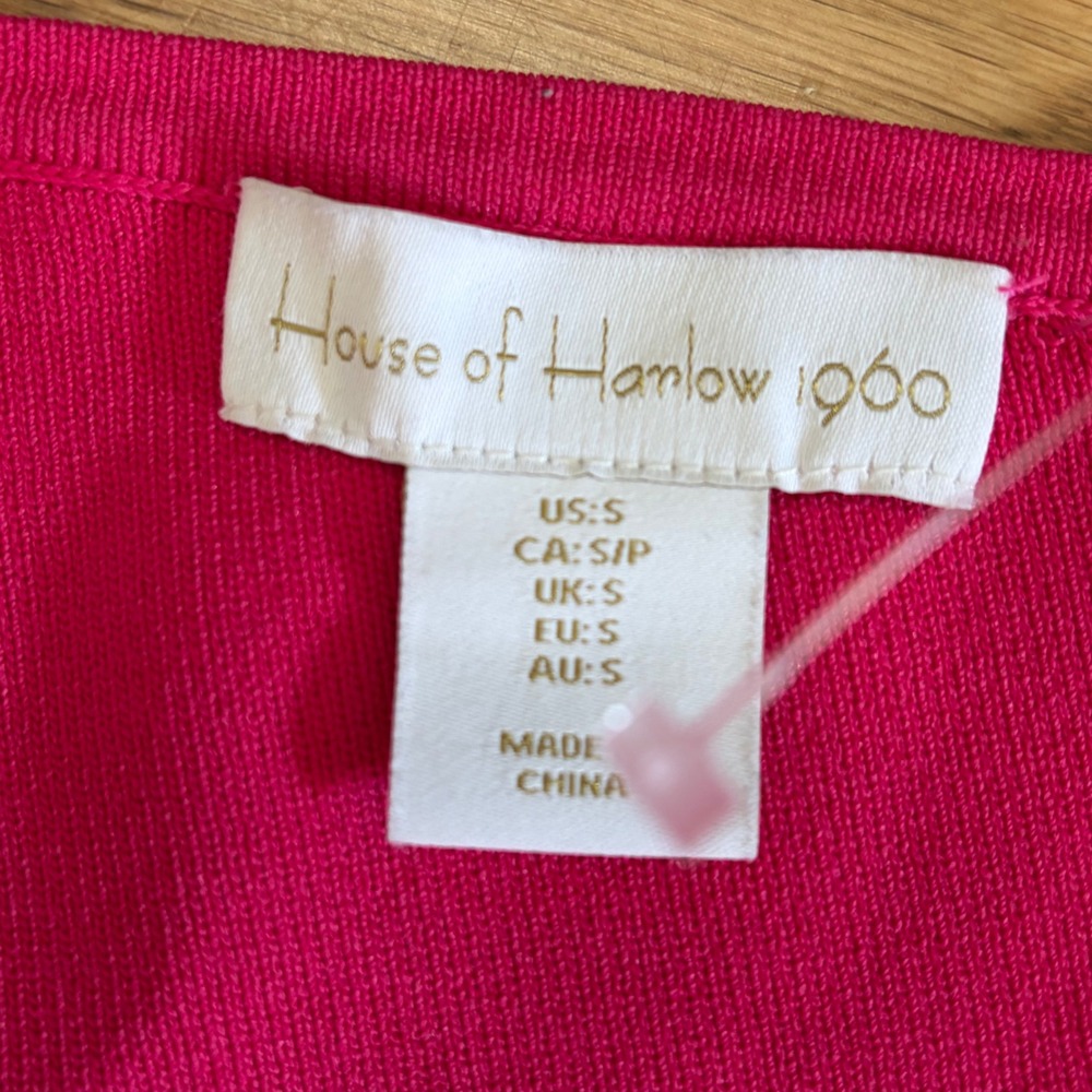 House of Harlow 1960 Hot Pink One Shoulder Rhinestone Chain Strap Mini Dress S - Picture 4 of 4